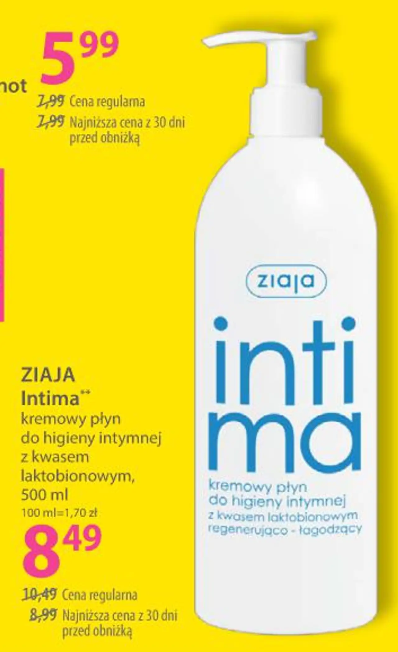 Ziaja Intima kremowy płyn do higieny intymnej z kwasem laktobionowym