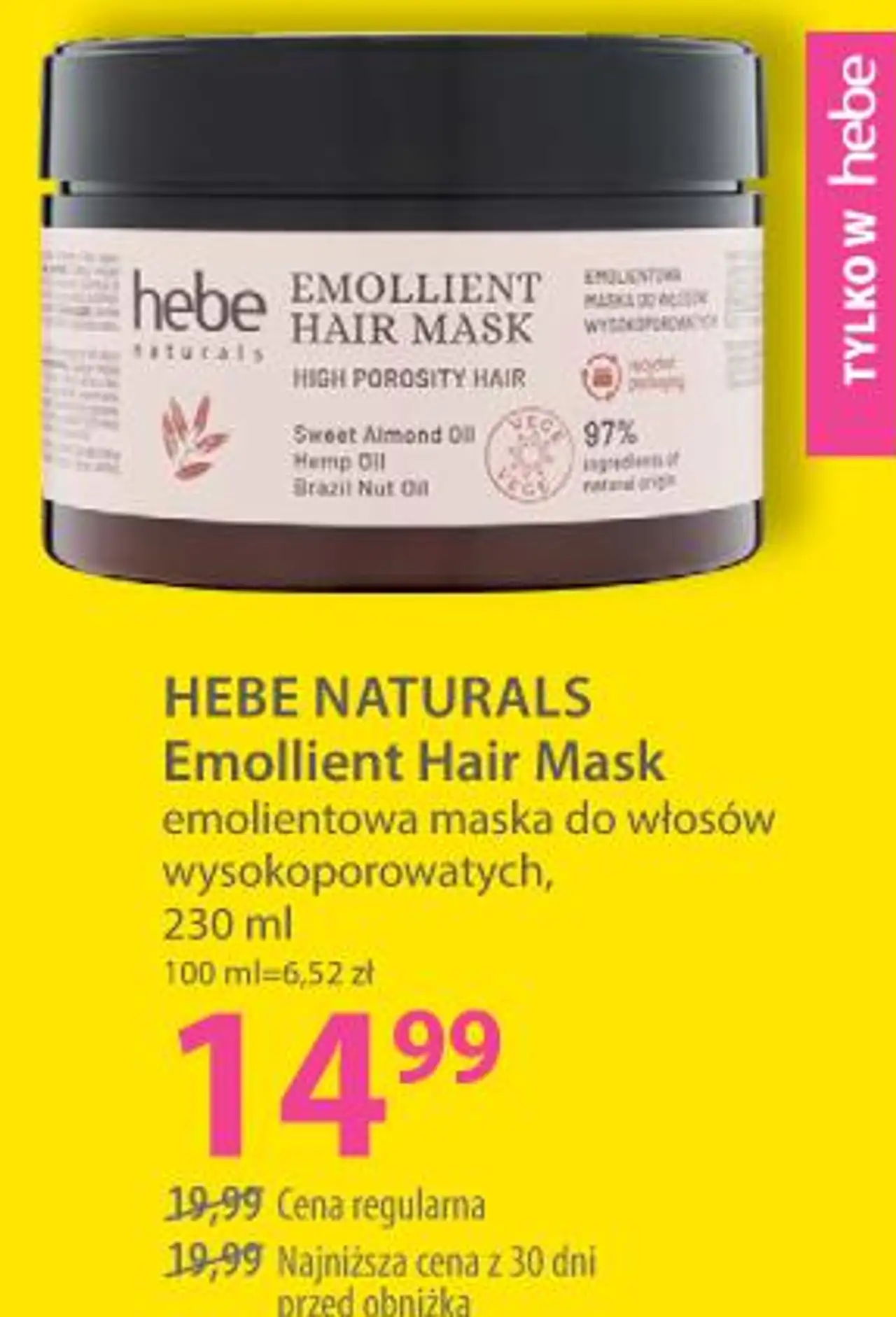 Hebe Naturals Emollient Hair Mask emolientowa maska do włosów wysokoporowatych