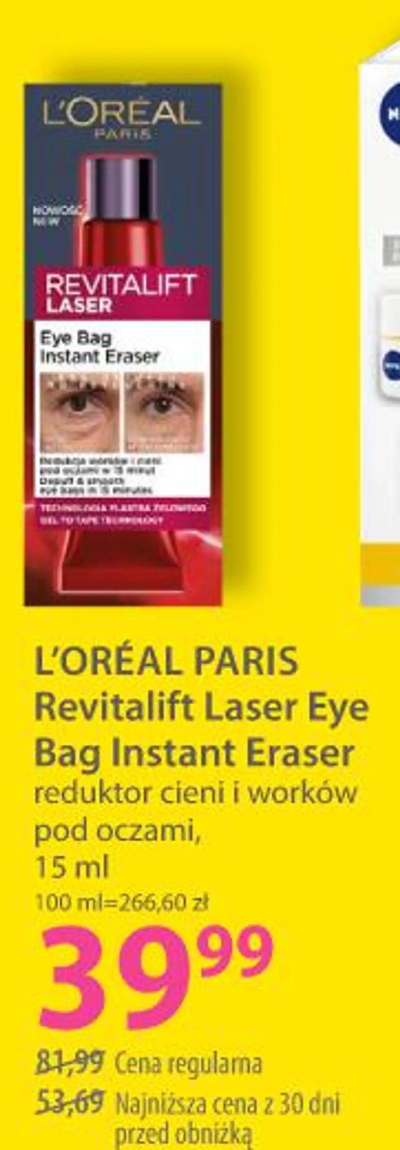 L'Oréal Paris Revitalift Laser Eye Bag Instant Eraser reduktor cieni i worków pod oczami