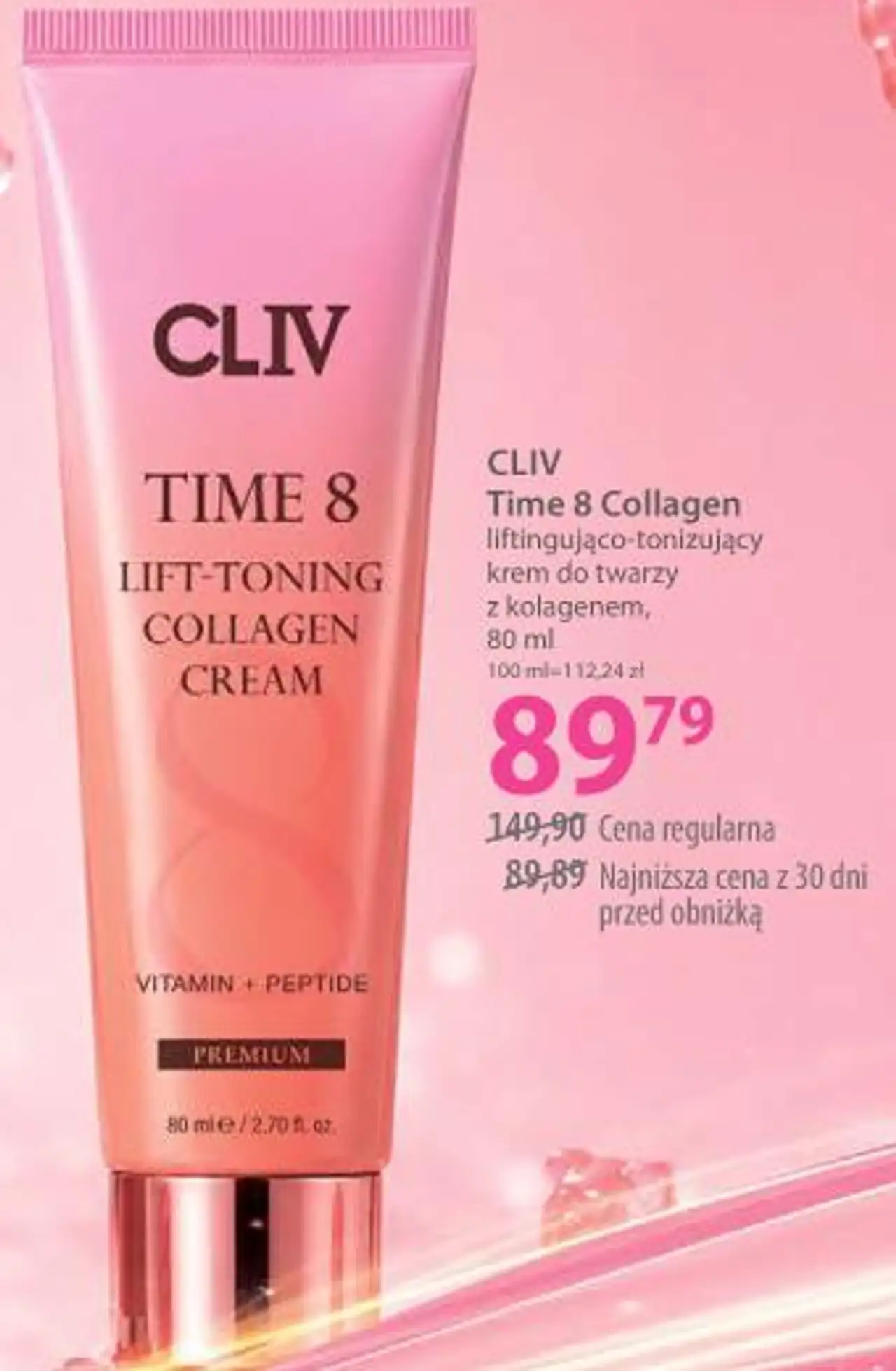 CLIV Time 8 Collagen liftingująco-tonizujący krem do twarzy z kolagenem
