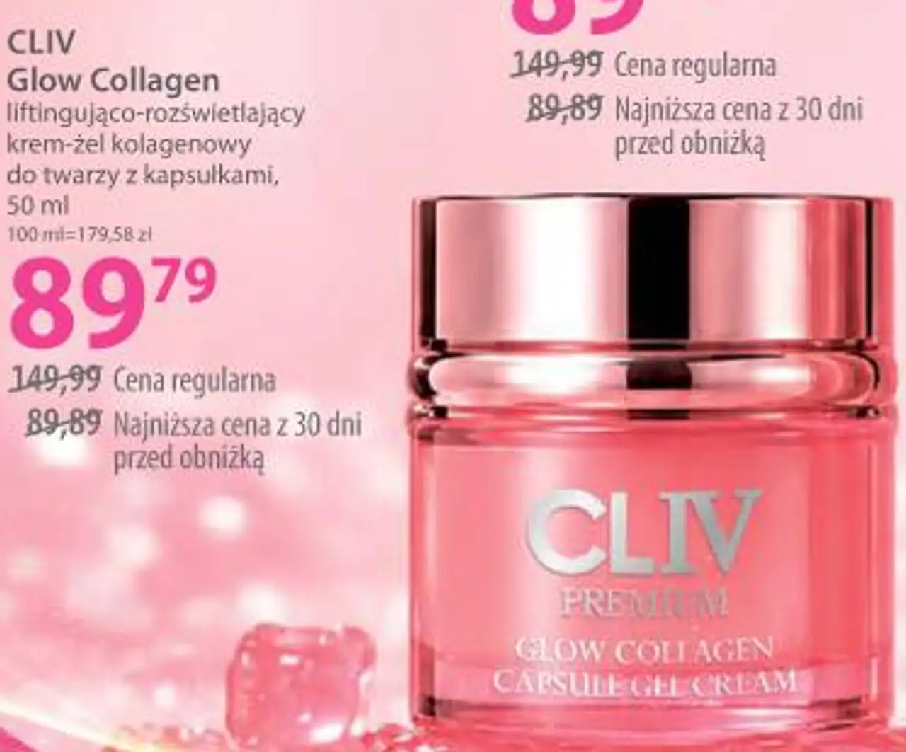 CLIV Glow Collagen liftingująco-rozświetlający krem-żel kolagenowy do twarzy z kapsułkami