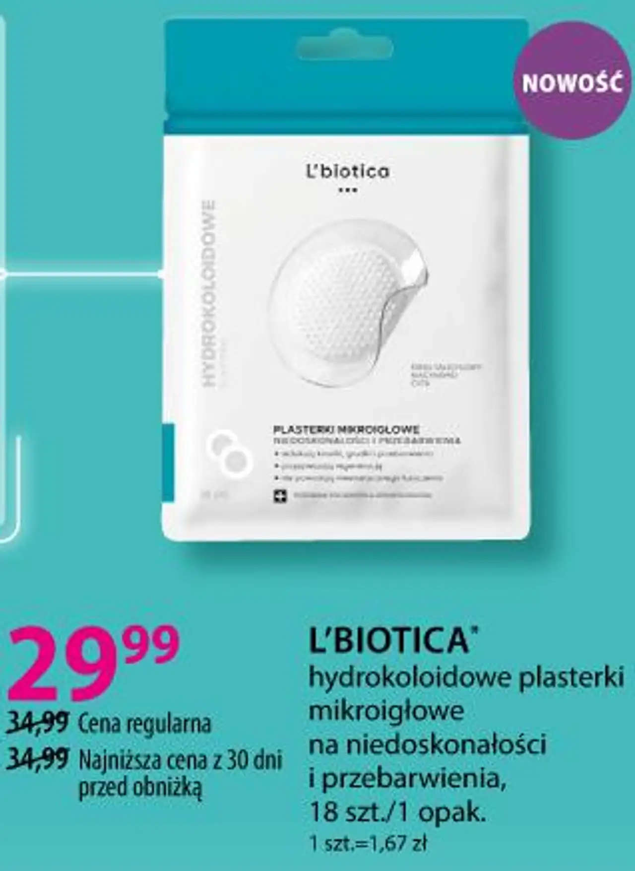 L'BIOTICA hydrokoloidowe plasterki mikroigłowe na niedoskonałości i przebarwienia