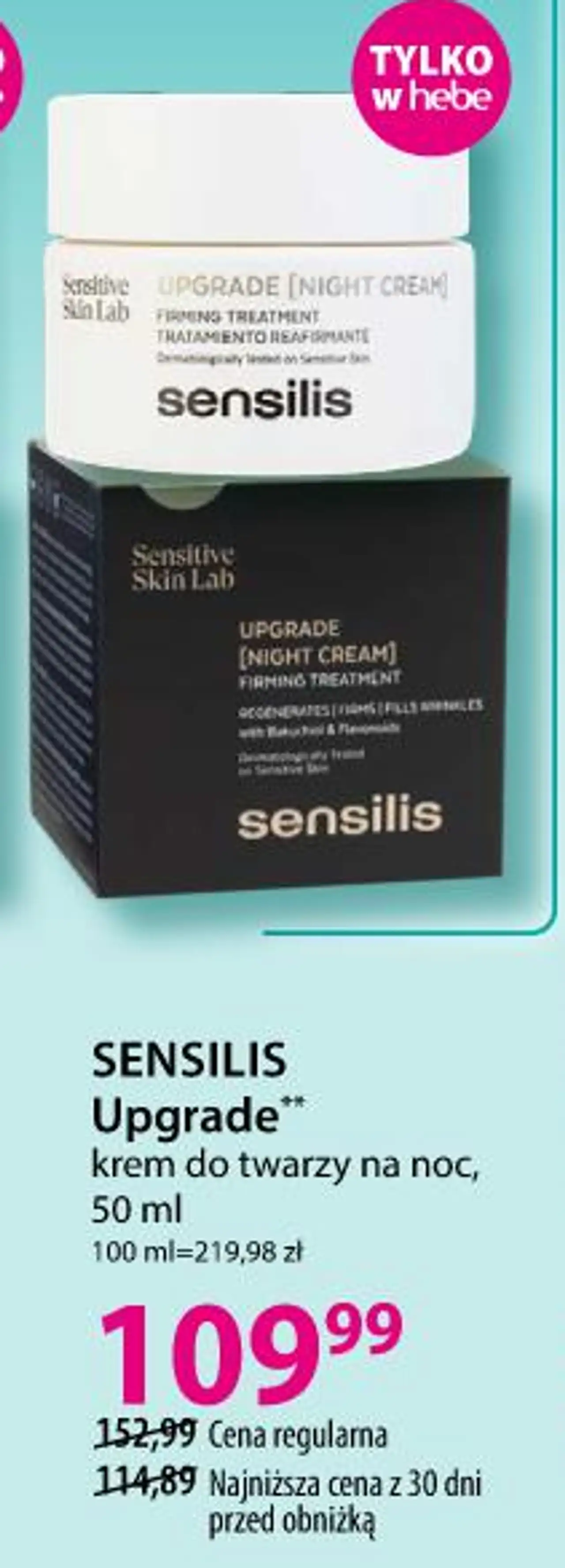 SENSILIS Upgrade krem do twarzy na noc, 50 ml