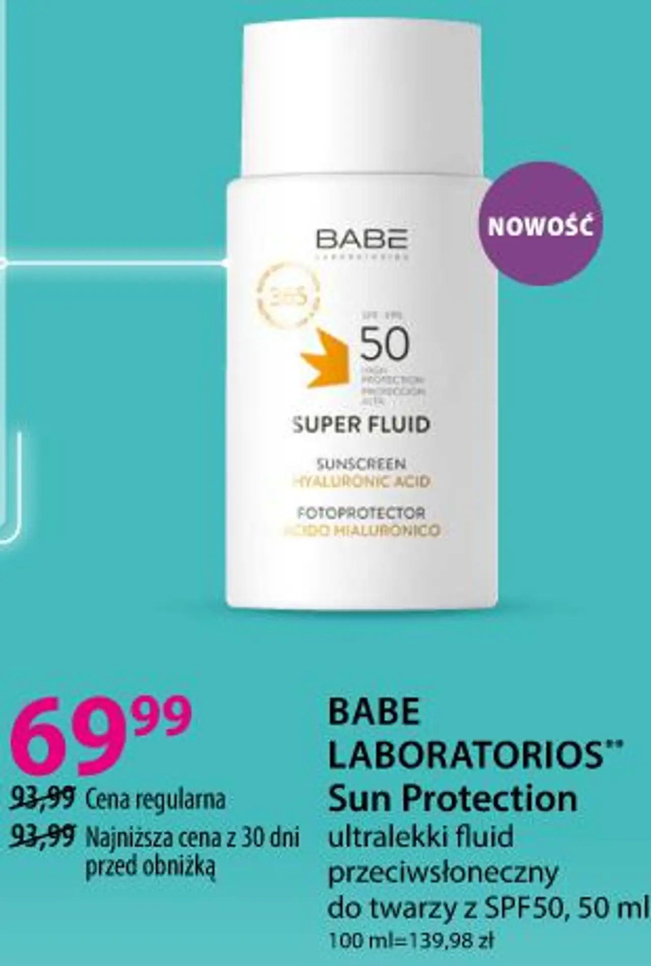 BABE LABORATORIOS Sun Protection ultralekki fluid przeciwsłoneczny do twarzy z SPF50