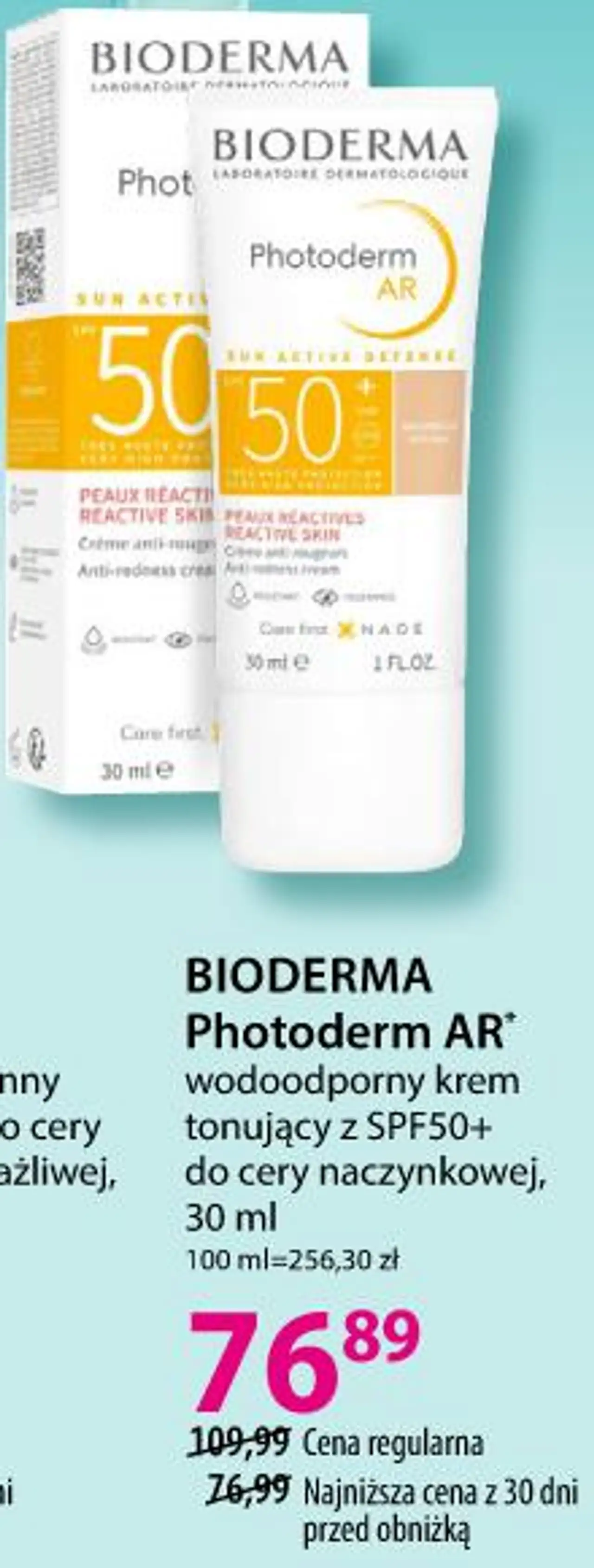 BIODERMA Photoderm AR wodoodporny krem tonujący z SPF50+ do cery naczynkowej, 30 ml