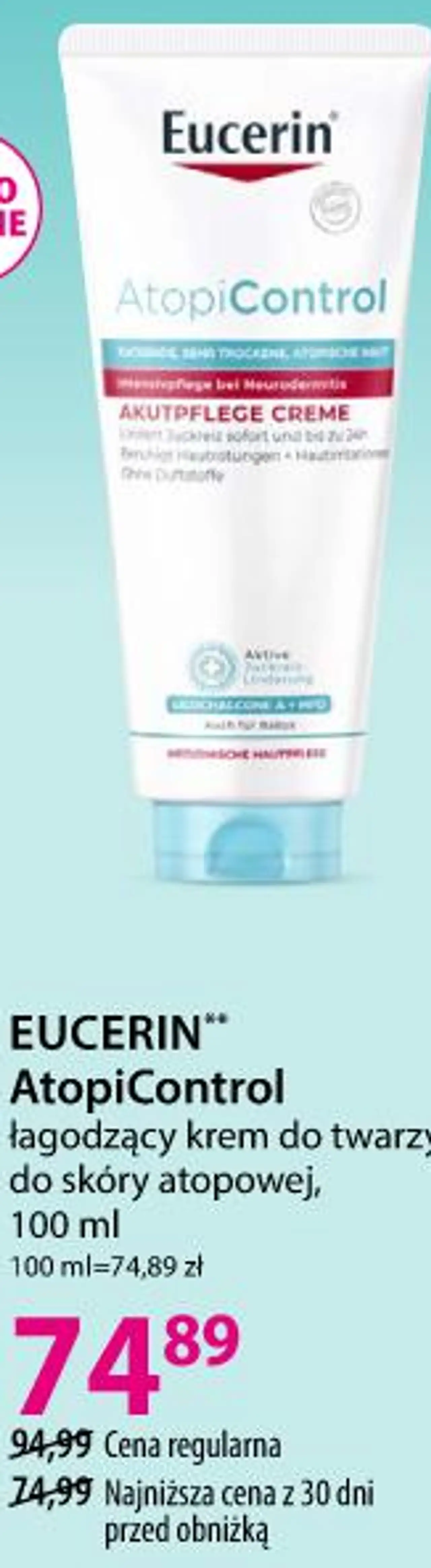 EUCERIN AtopiControl łagodzący krem do twarzy do skóry atopowej