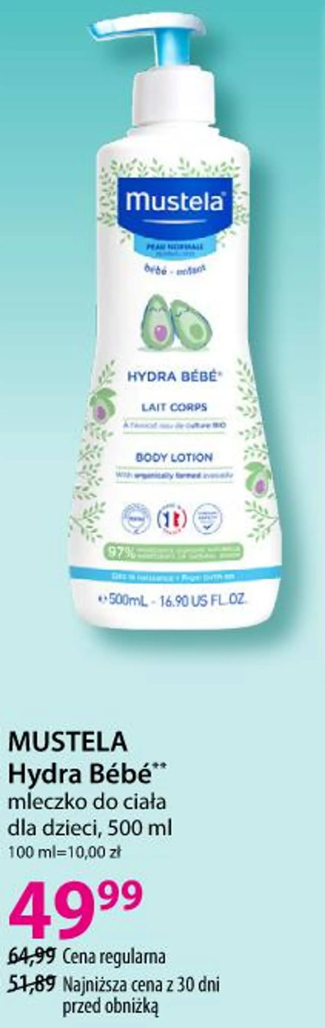 MUSTELA Hydra Bébé mleczko do ciała dla dzieci, 500 ml