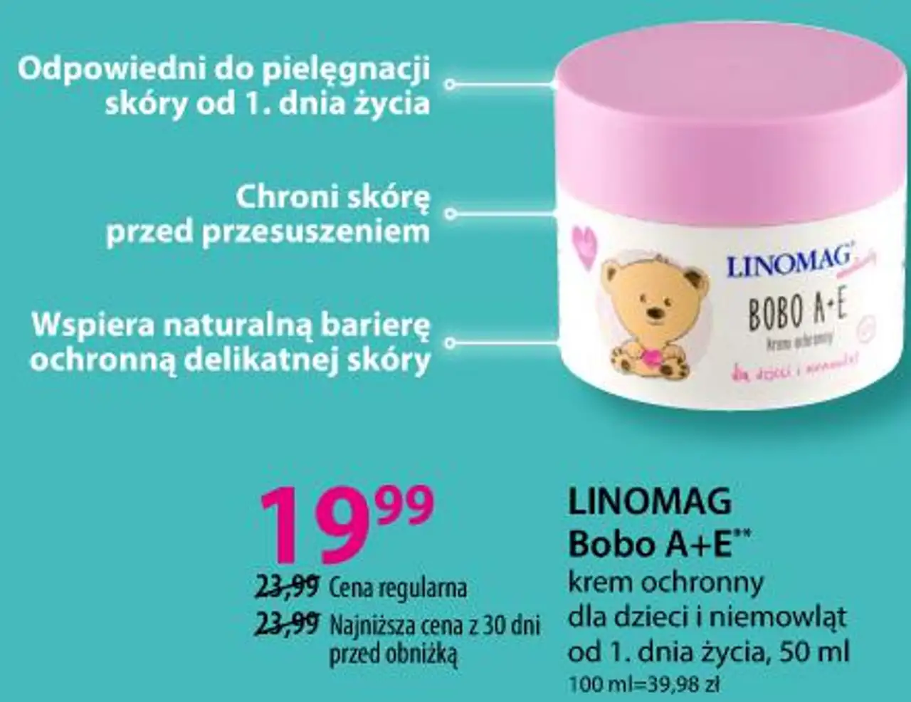 LINOMAG Bobo A+E krem ochronny dla dzieci i niemowląt od 1. dnia życia, 50 ml