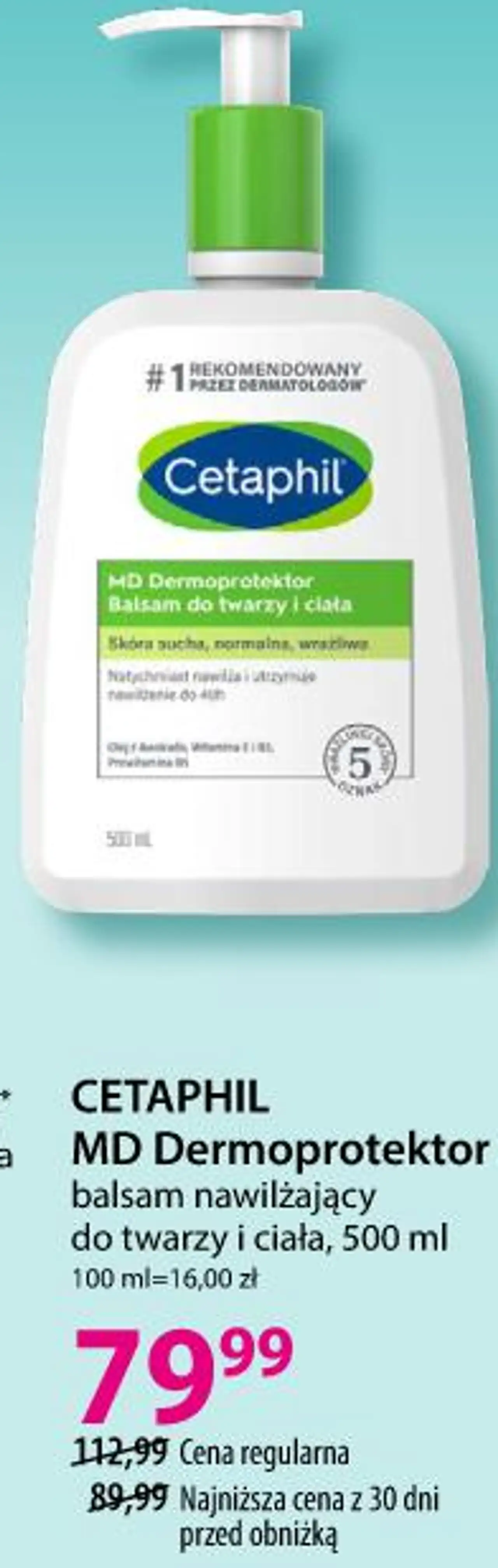 CETAPHIL MD Dermoprotektor balsam nawilżający do twarzy i ciała, 500 ml