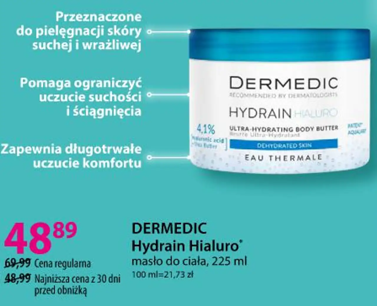 DERMEDIC Hydrain Hialuro* masło do ciała, 225 ml