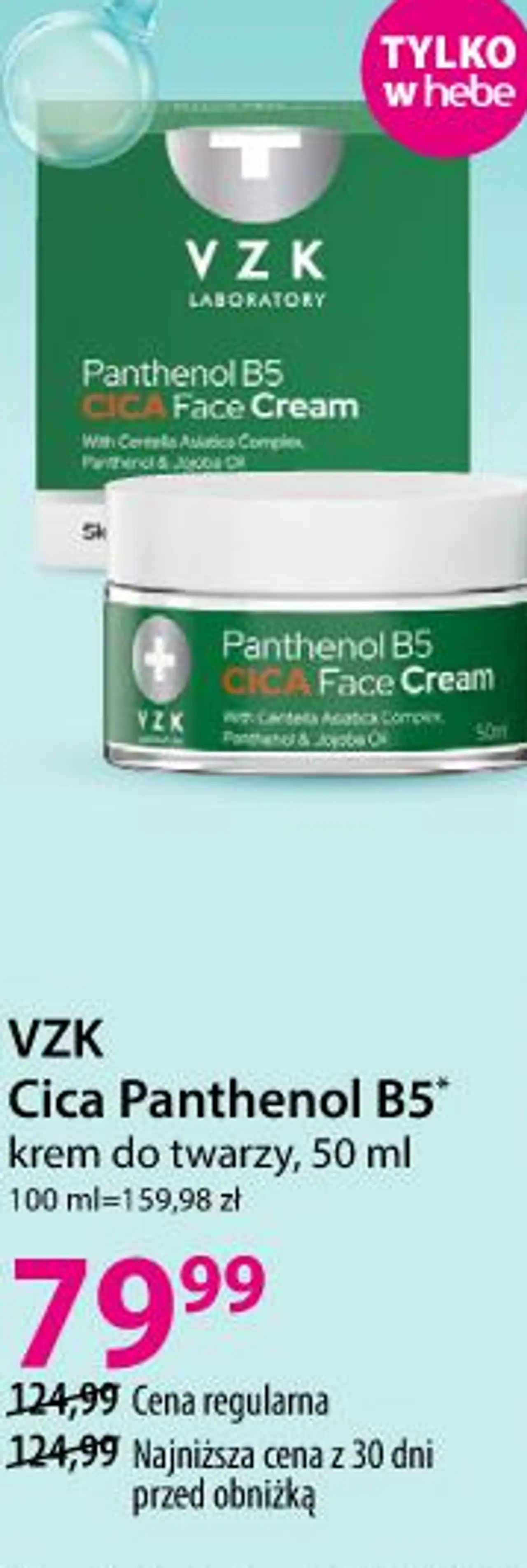 VZK Cica Panthenol B5* krem do twarzy, 50 ml