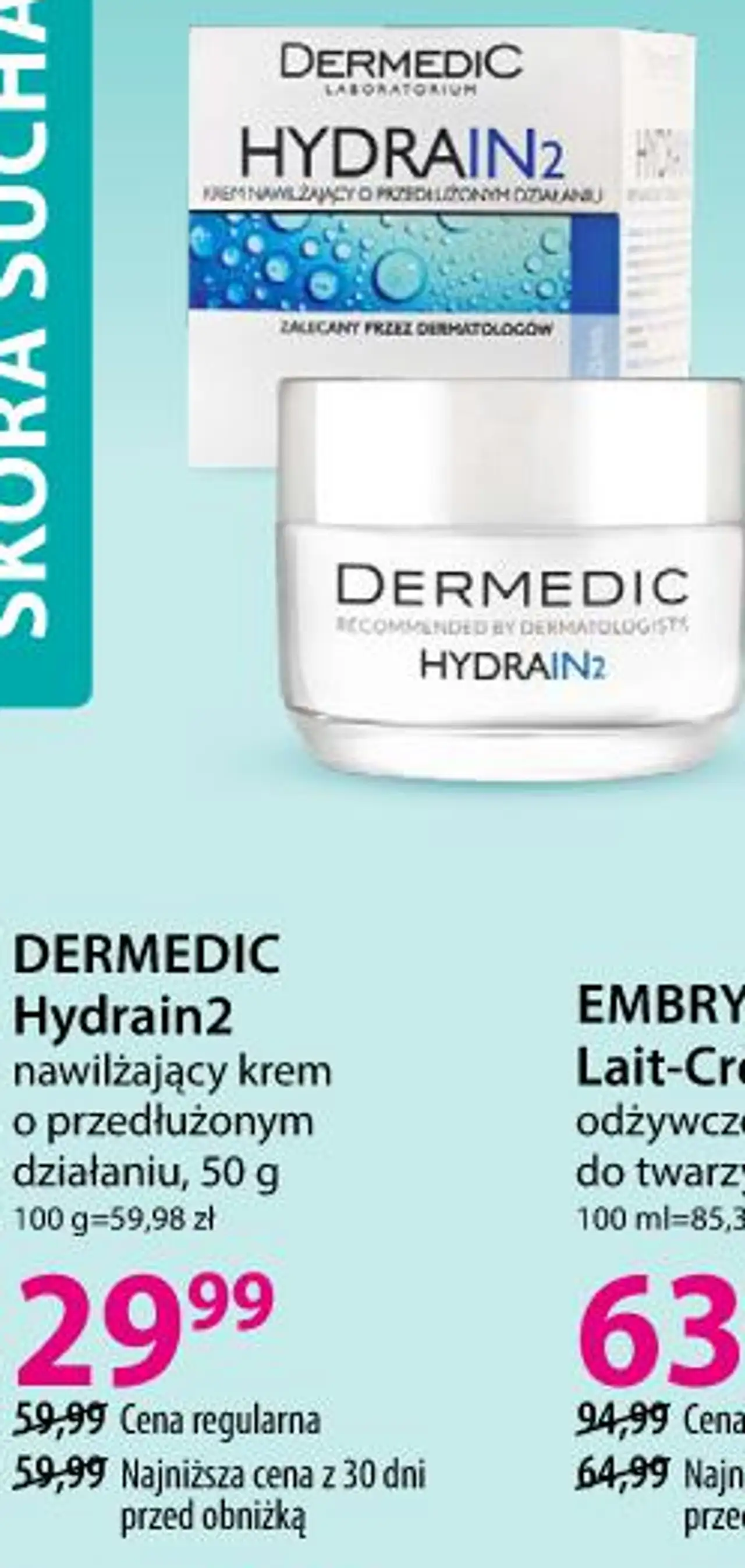 DERMEDIC Hydrain2 nawilżający krem o przedłużonym działaniu, 50 g
