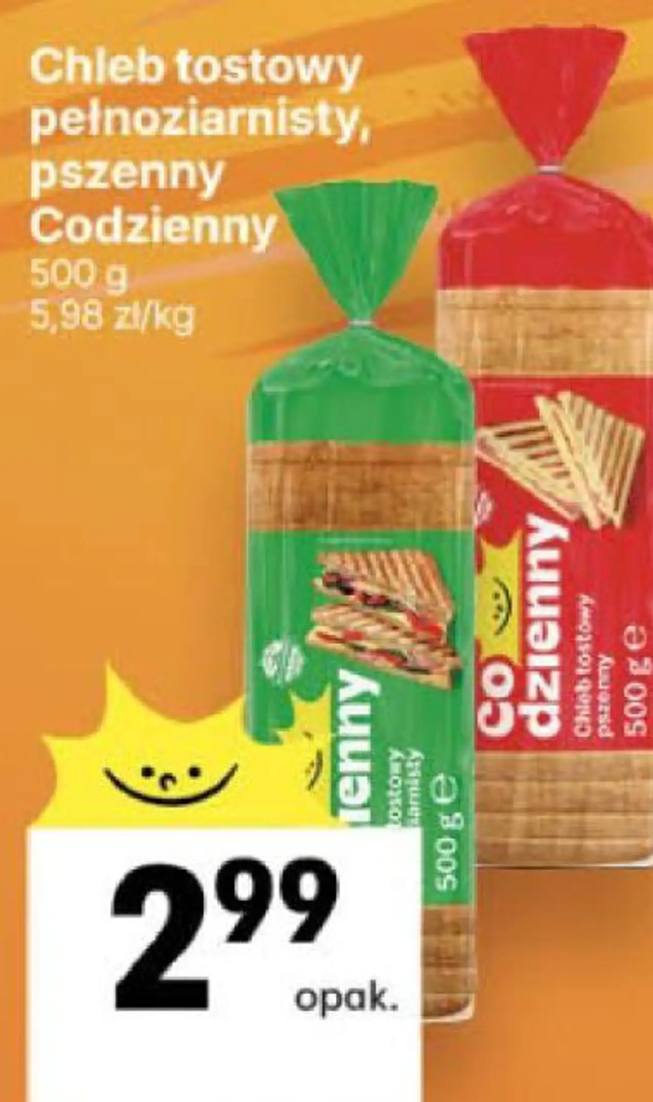 Chleb tostowy pełnoziarnisty, pszenny Codzienny