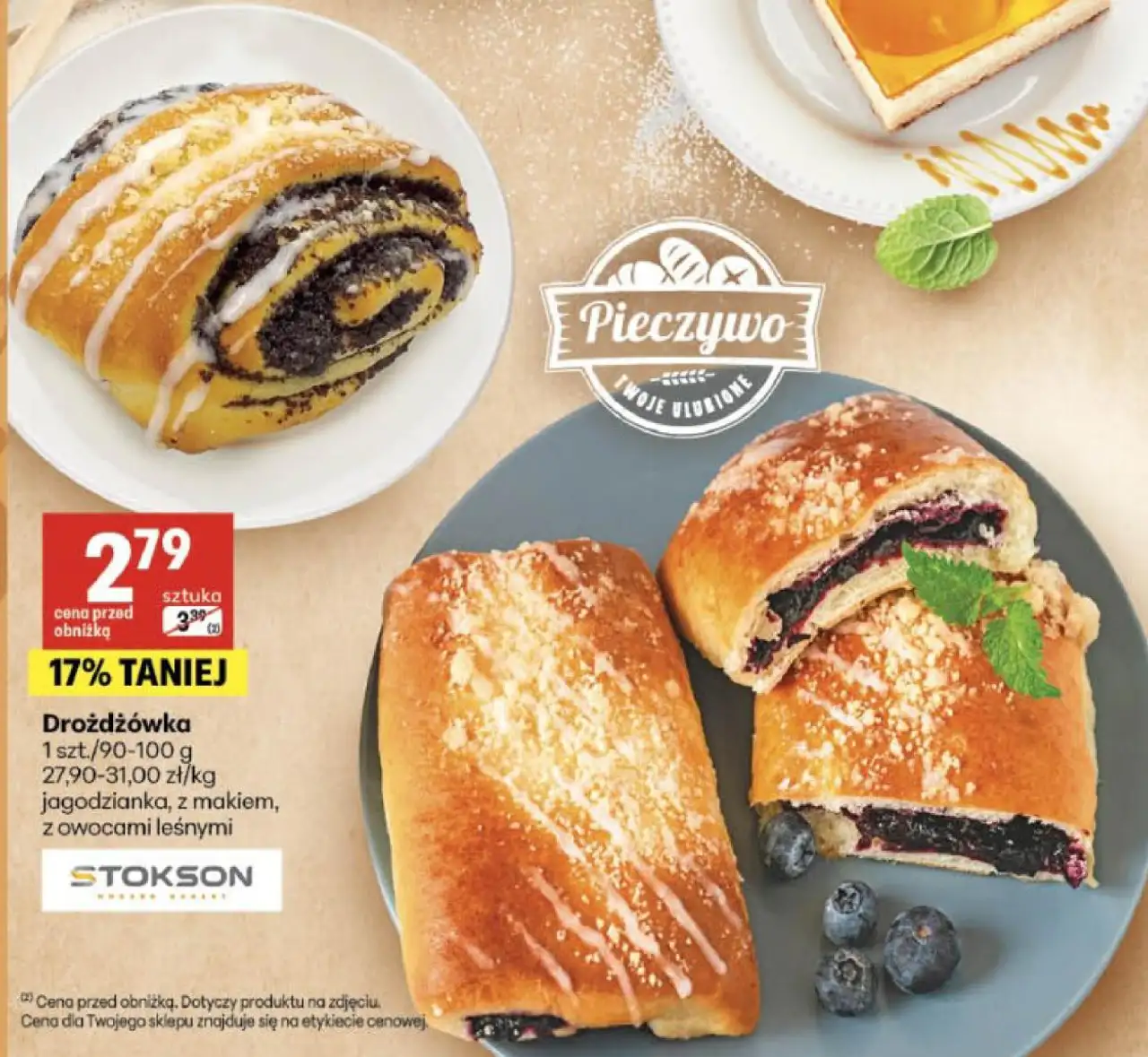 Stokson Drożdżówka (jagodzianka, z makiem, z owocami leśnymi)