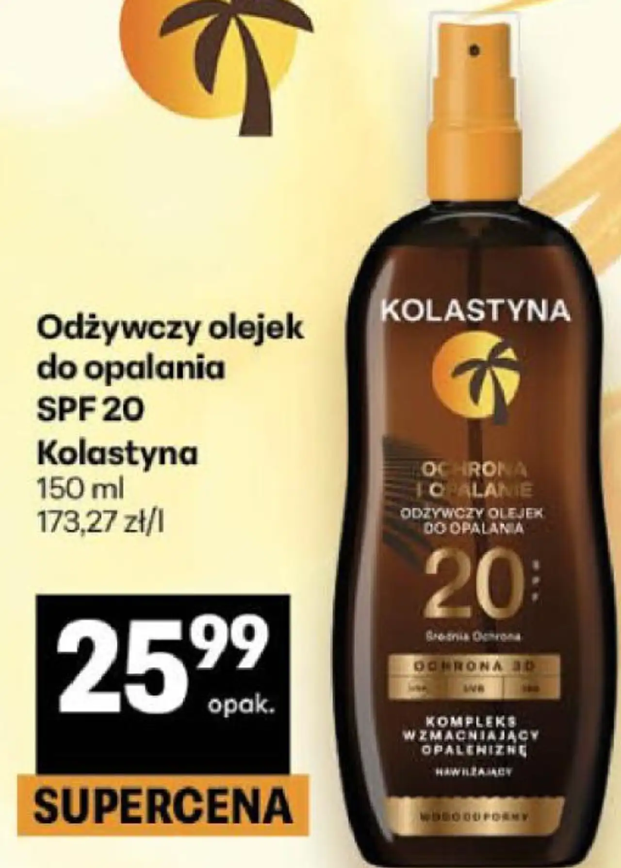 Odżywczy olejek do opalania SPF 20 Kolastyna