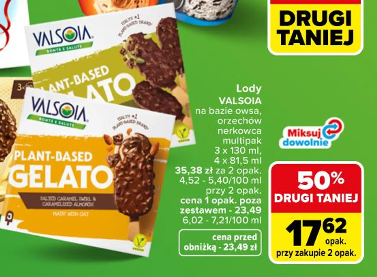 Lody VALSOIA na bazie owsa, orzechów nerkowca
