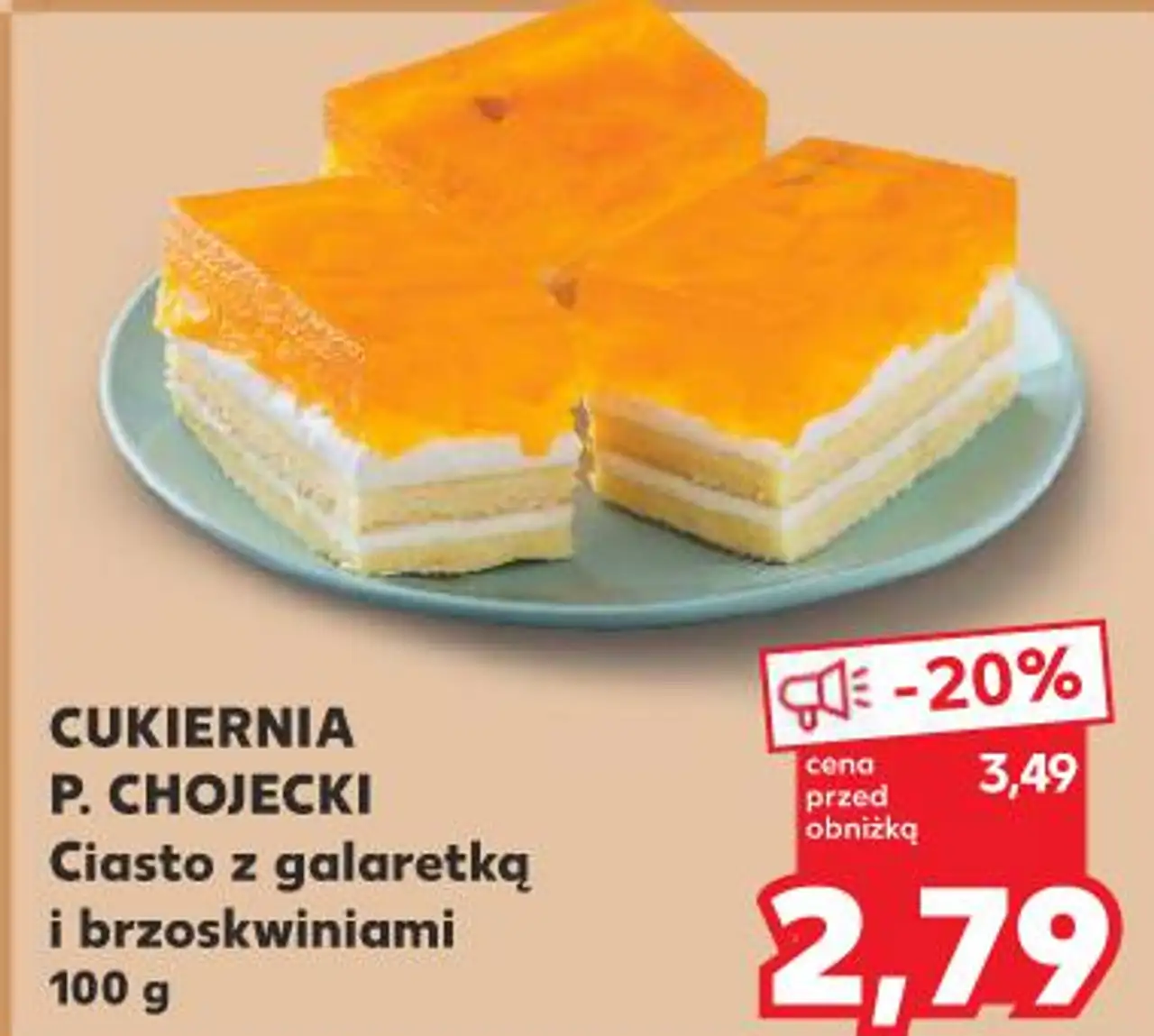 Cukiernia P. Chojecki Ciasto z galaretką i brzoskwiniami