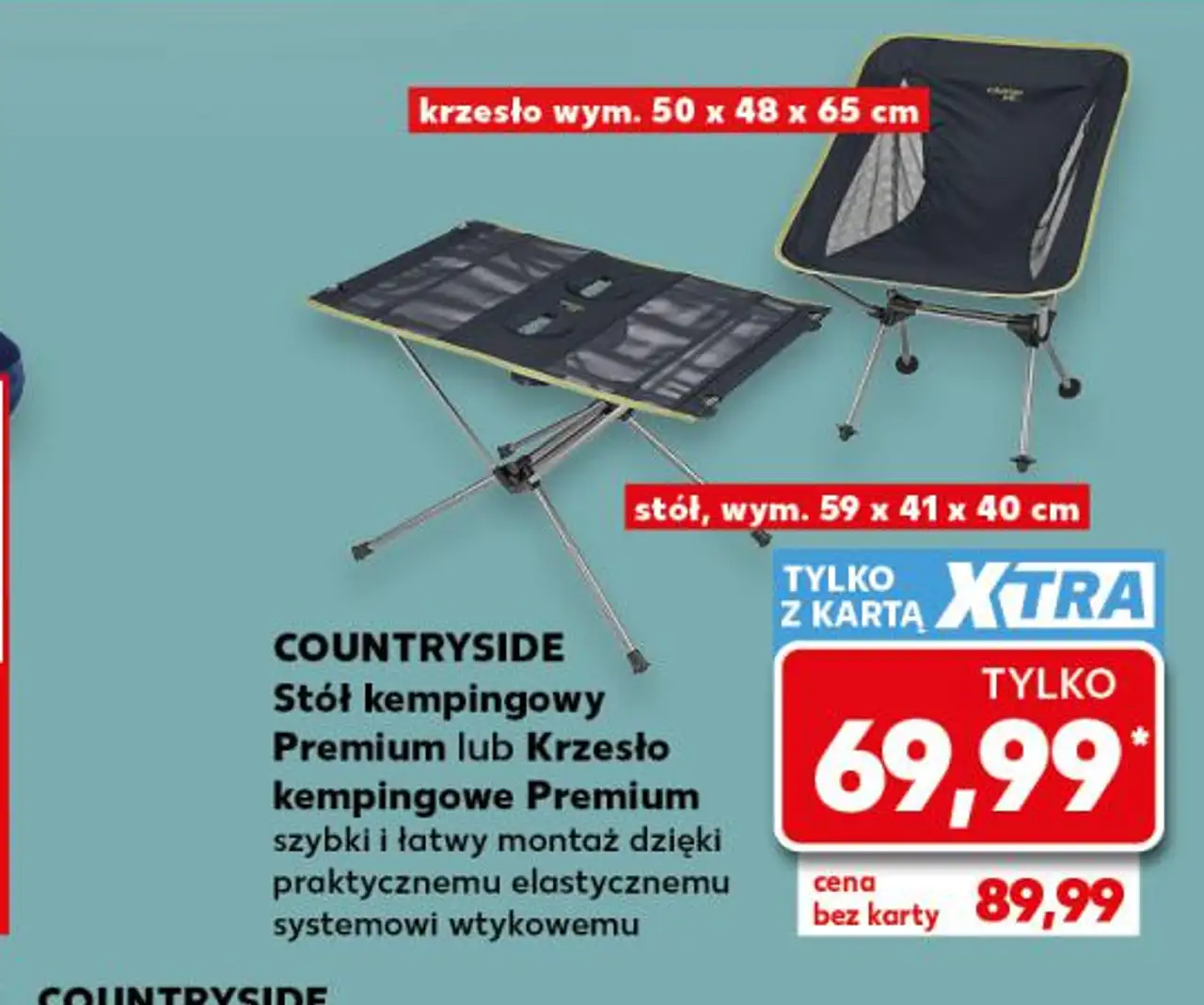 COUNTRYSIDE Stół kempingowy Premium lub Krzesło kempingowe Premium