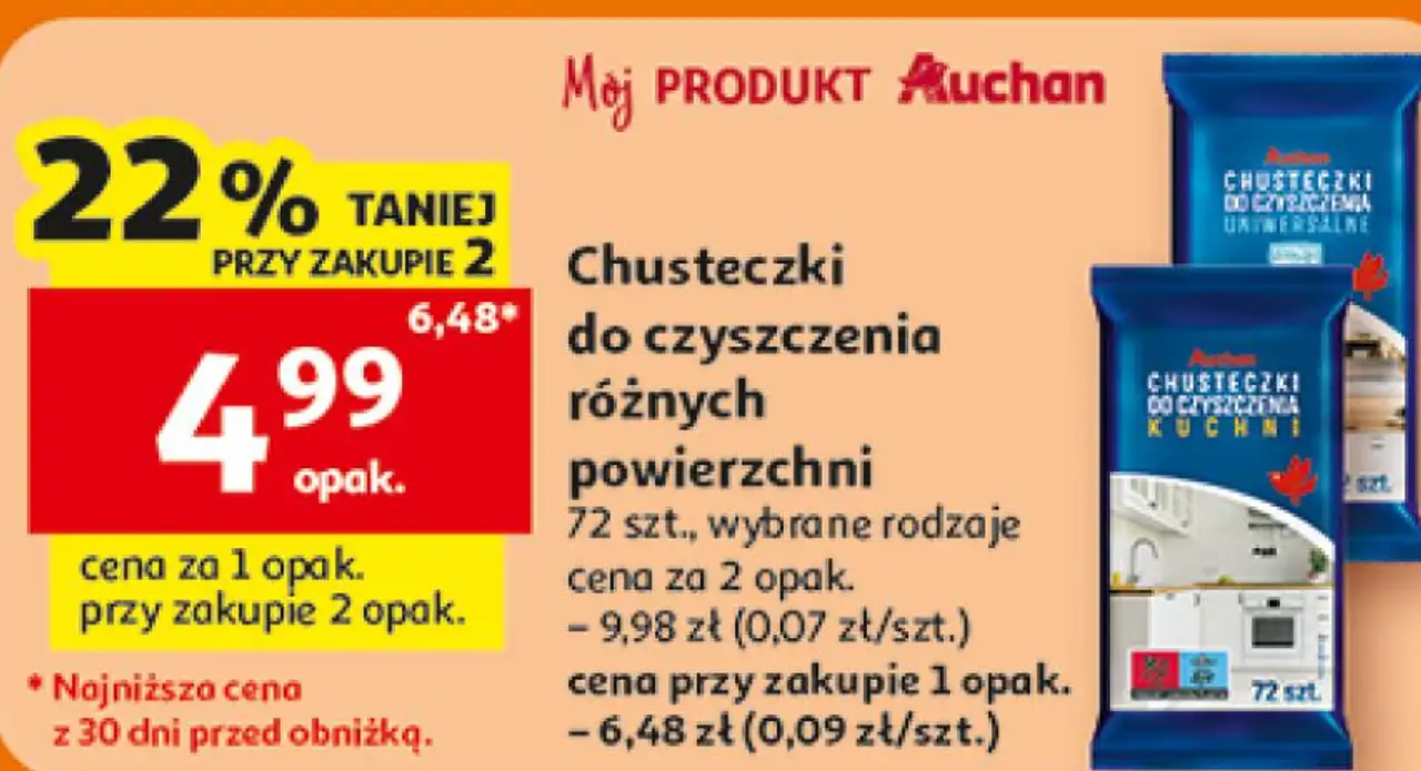 Mój PRODUKT Auchan Chusteczki do czyszczenia różnych powierzchni