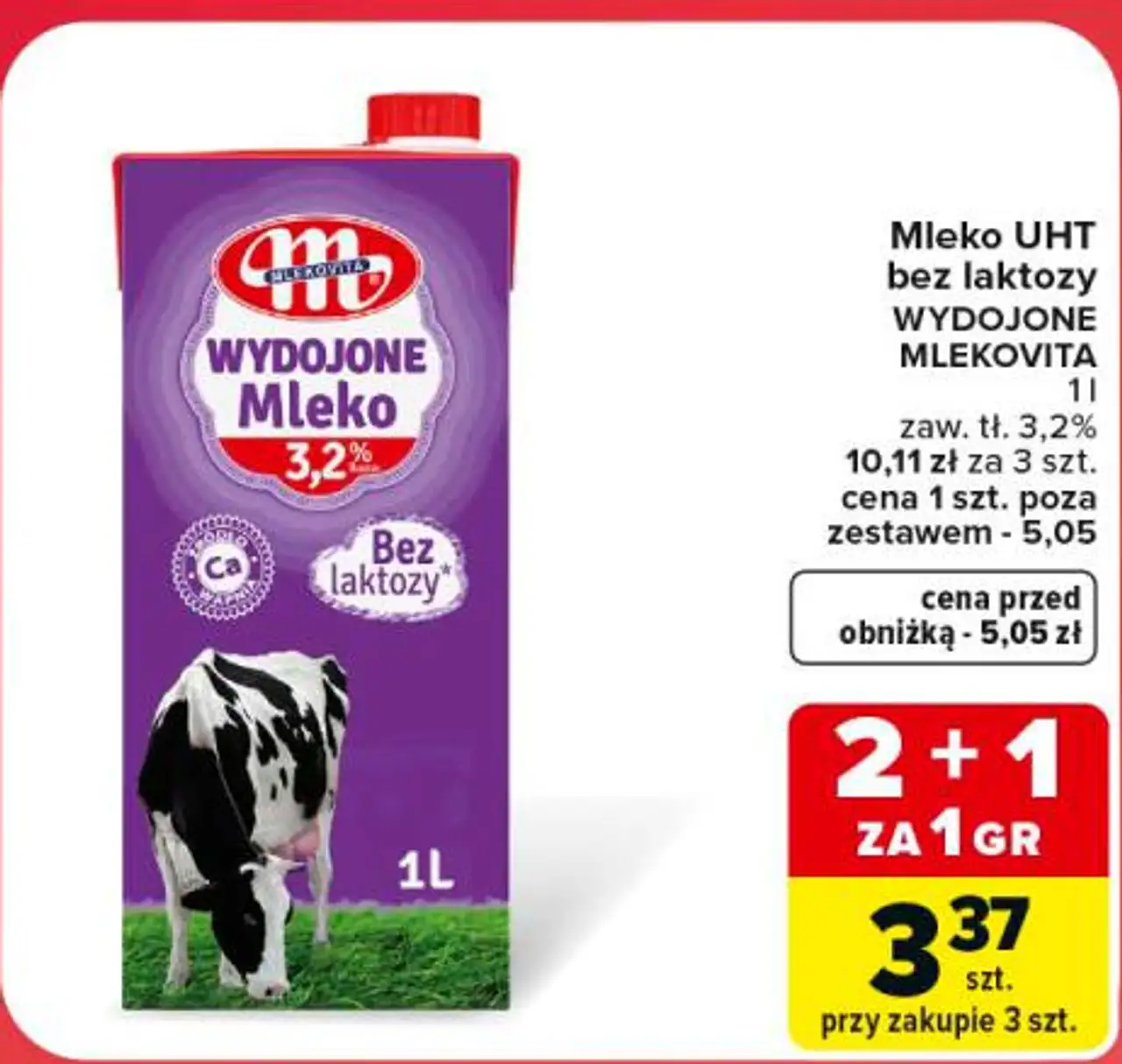 Mleko UHT bez laktozy WYDOJONE MLEKOVITA