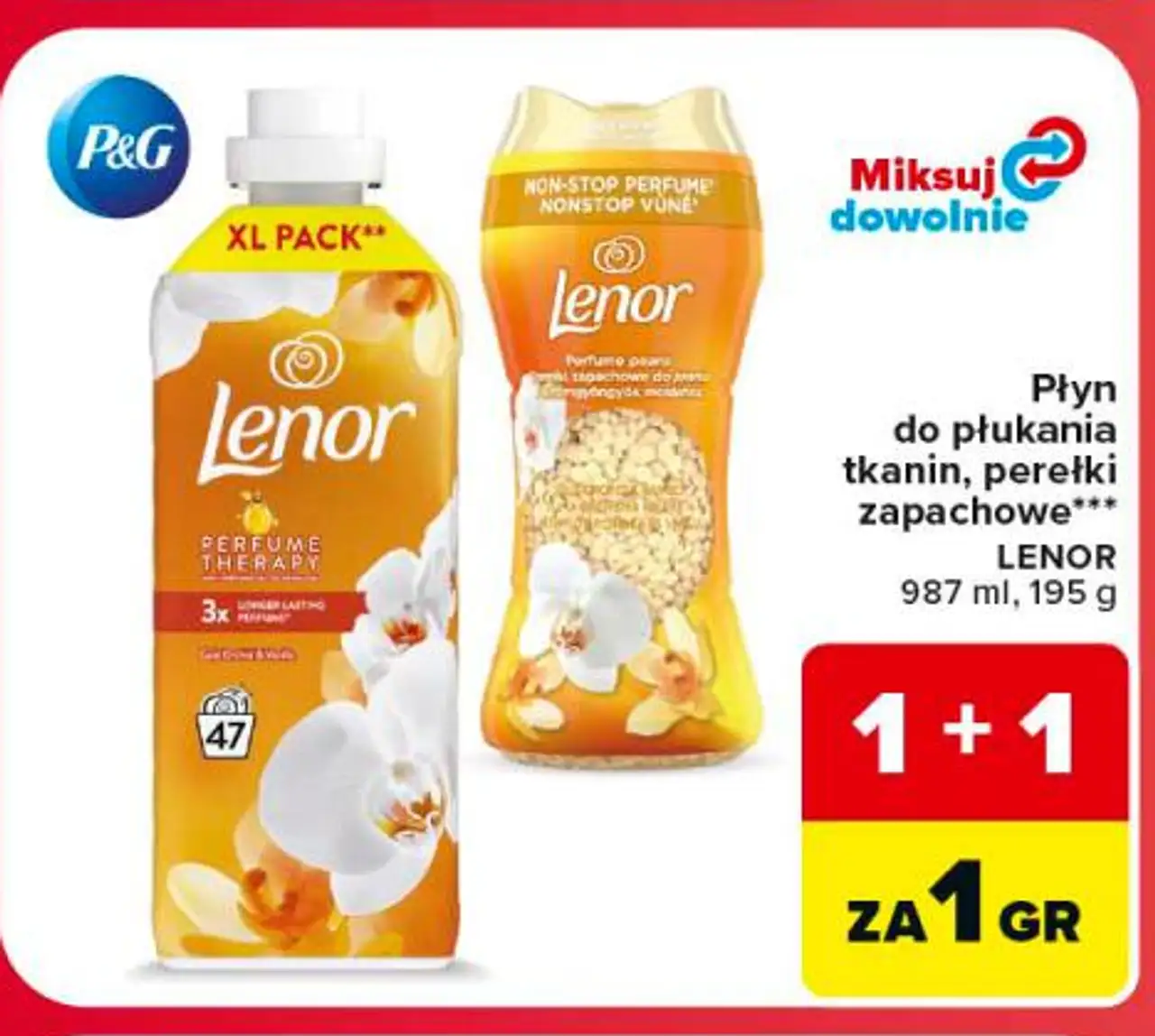 Płyn do płukania tkanin, perełki zapachowe LENOR