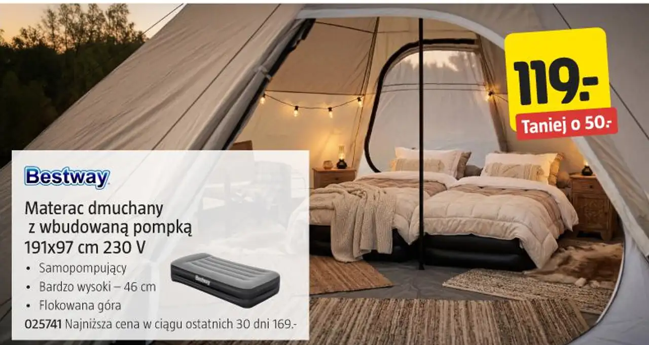 Bestway Materac dmuchany z wbudowaną pompką 191x97 cm 230 V
