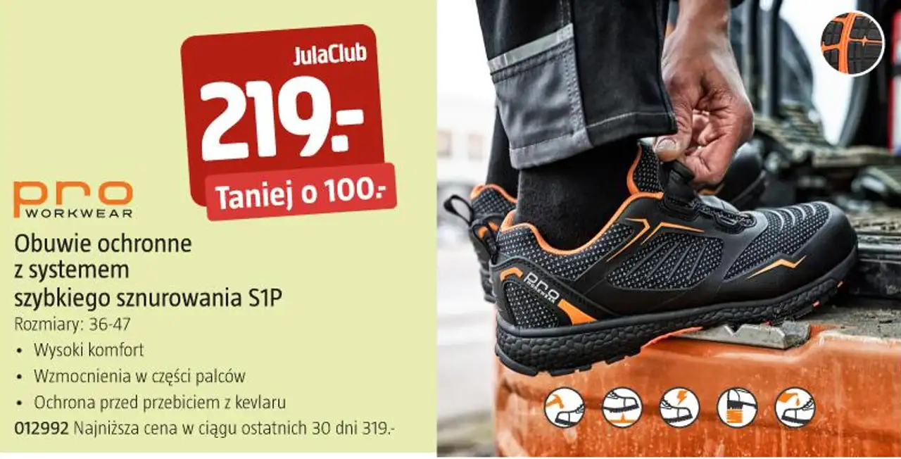 Bluewear Pro Workwear Obuwie ochronne z systemem szybkiego sznurowania S1P