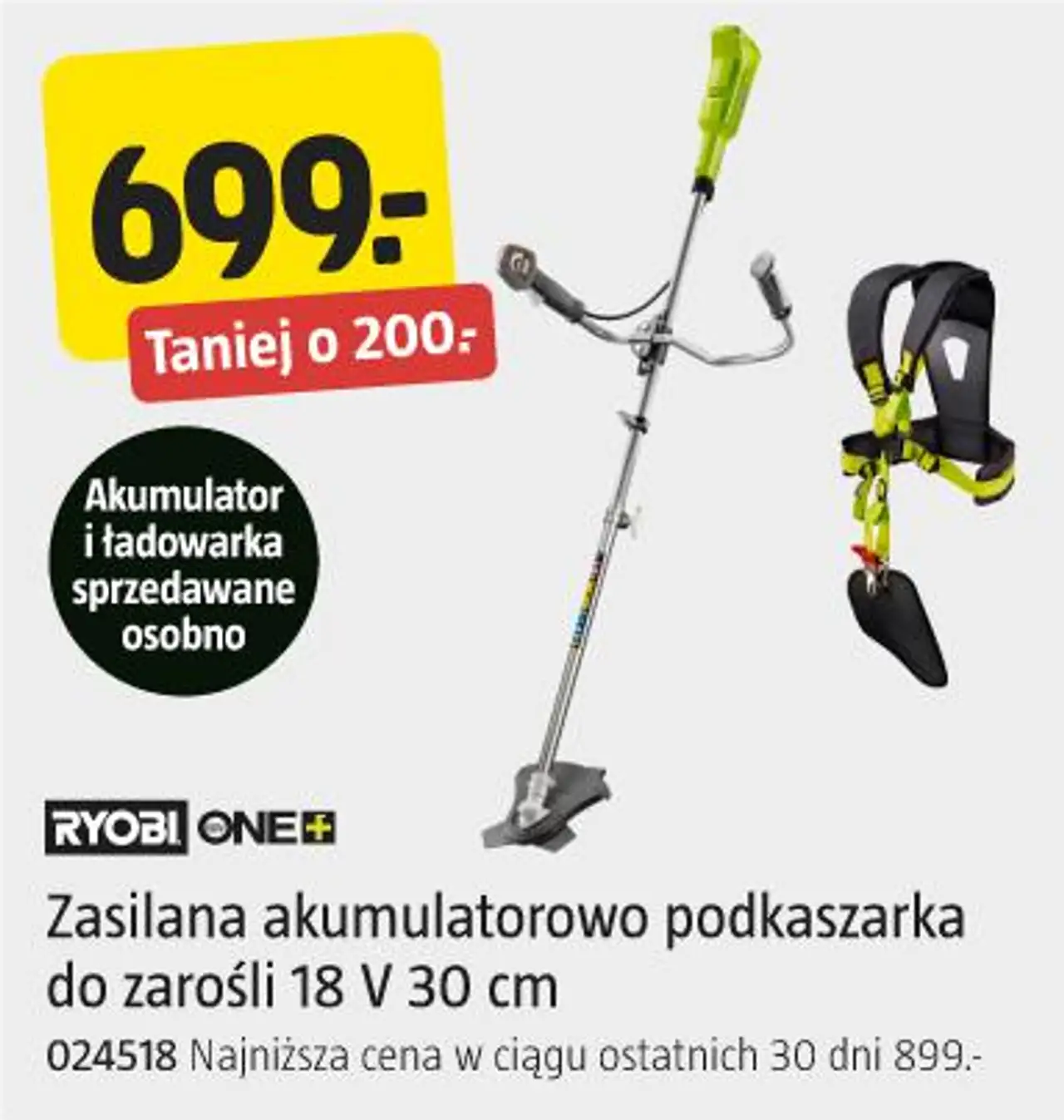 Ryobi ONE+ Zasilana akumulatorowo podkaszarka do zarośli 18 V 30 cm