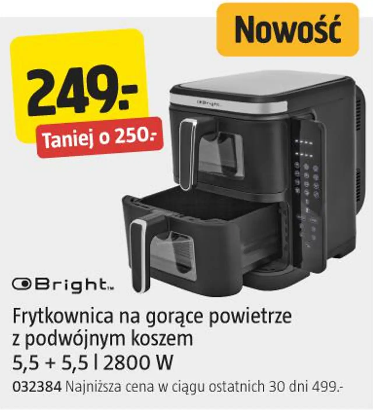 Bright Frytkownica na gorące powietrze z podwójnym koszem