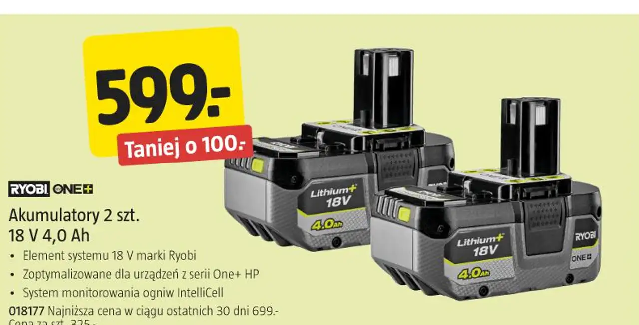 RYOBI Akumulatory 2 szt. 18 V 4,0 Ah