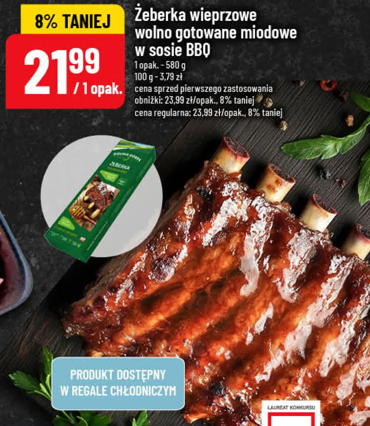 Żeberka wieprzowe wolno gotowane miodowe w sosie BBQ