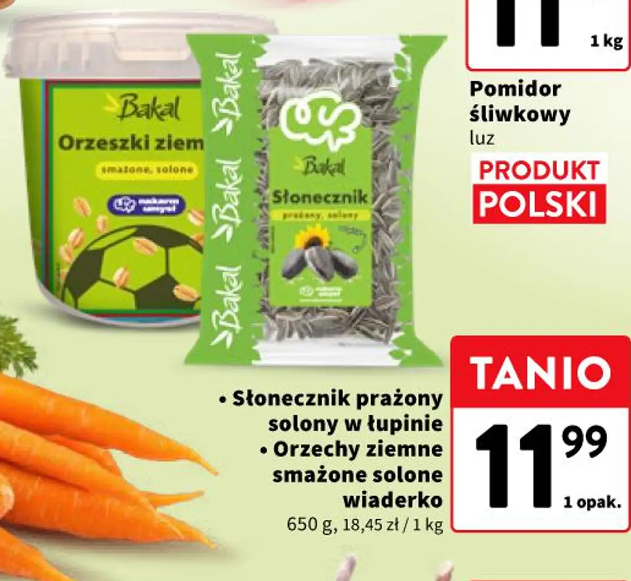 Bakal Słonecznik prażony solony w łupinie / Orzechy ziemne smażone solone wiaderko