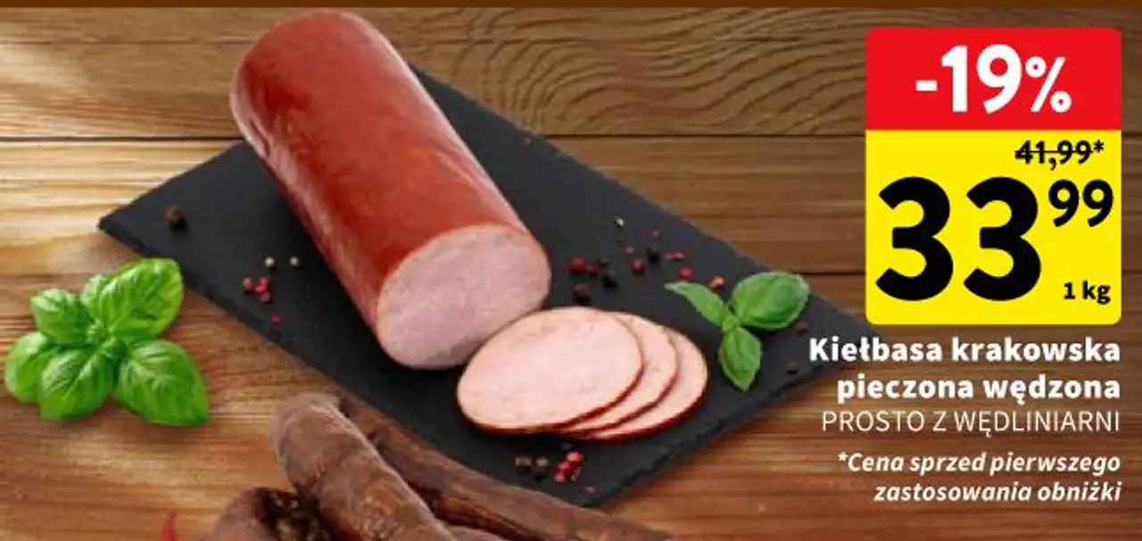 Kiełbasa krakowska pieczona wędzona PROSTO Z WĘDLINIARNI