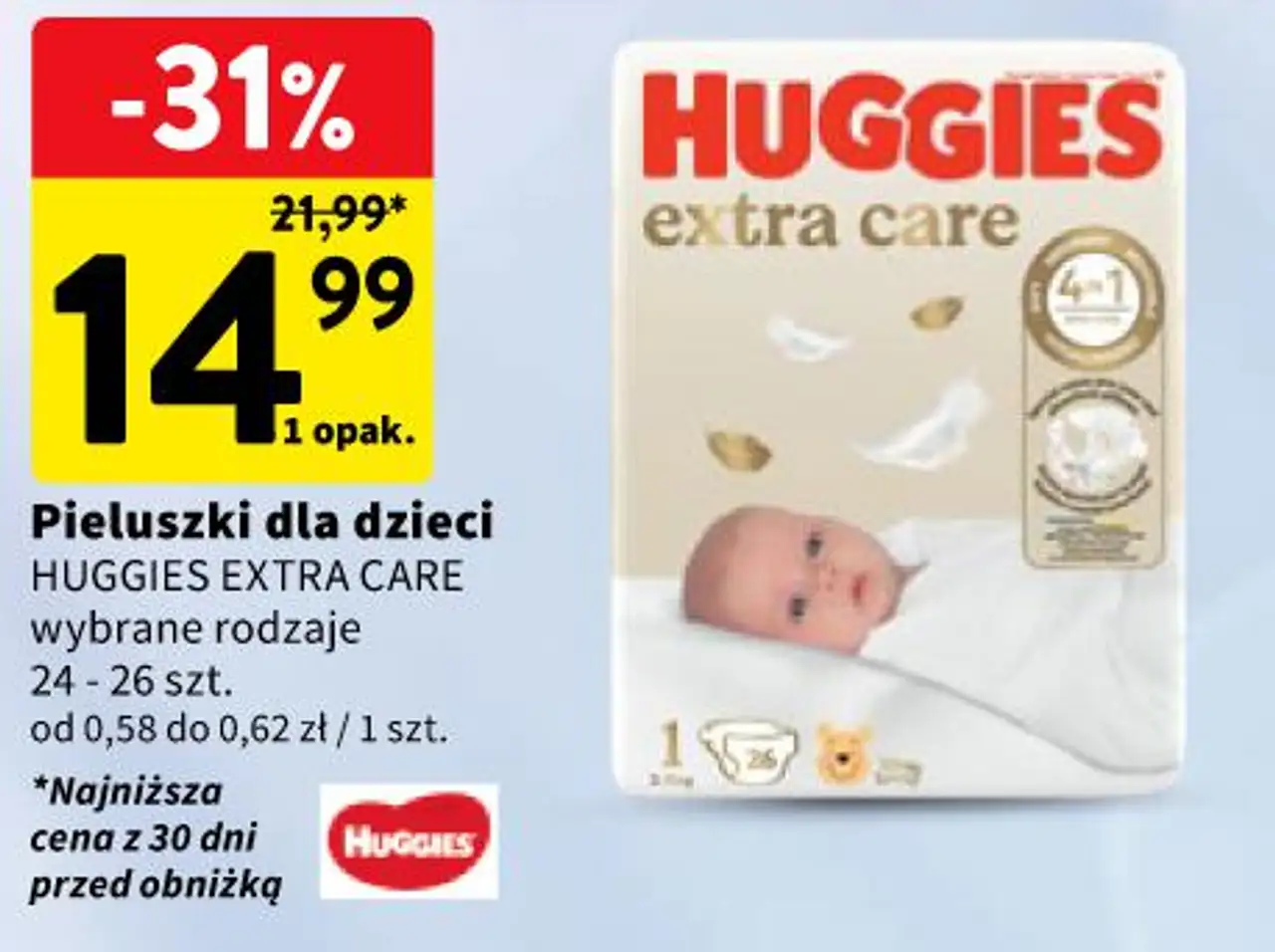 Pieluszki dla dzieci Huggies Extra Care 24-26 szt.