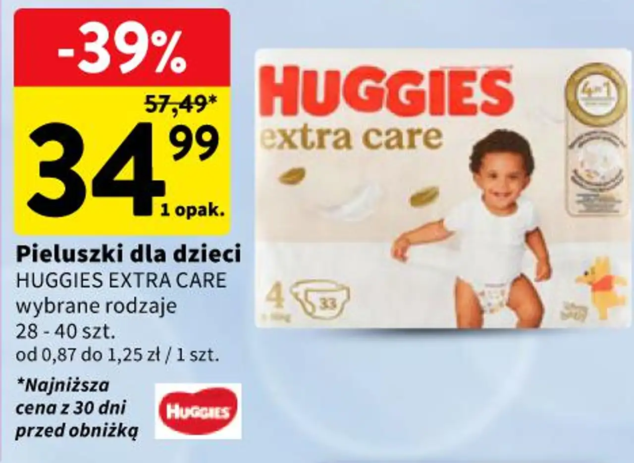 Pieluszki dla dzieci Huggies Extra Care 28-40 szt.
