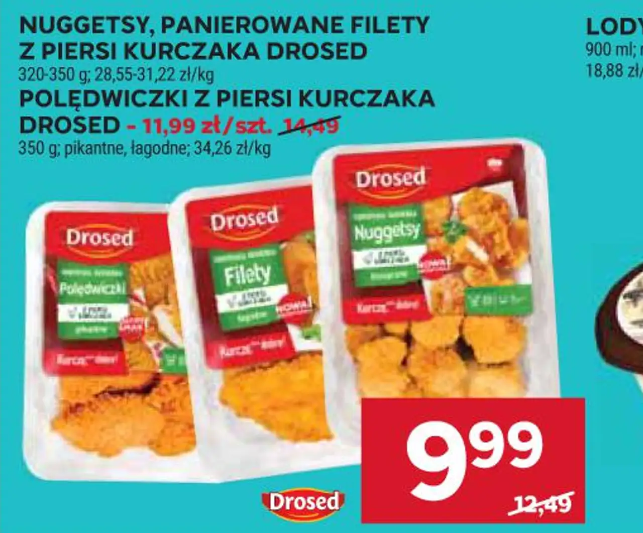 Nuggetsy, panierowane filety / polędwiczki z piersi kurczaka Drosed
