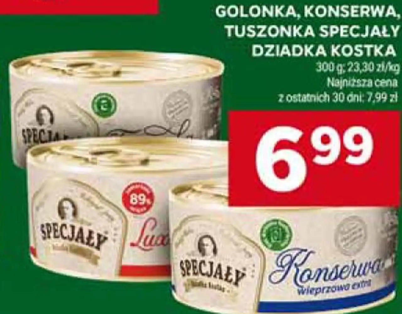 Specjały Dziadka Kostka Golonka, konserwa, tuszonka