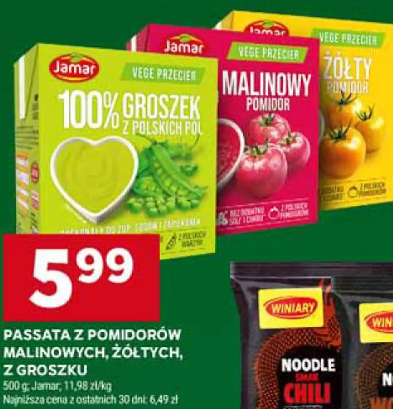 Jamar Passata z pomidorów malinowych, żółtych, z groszku
