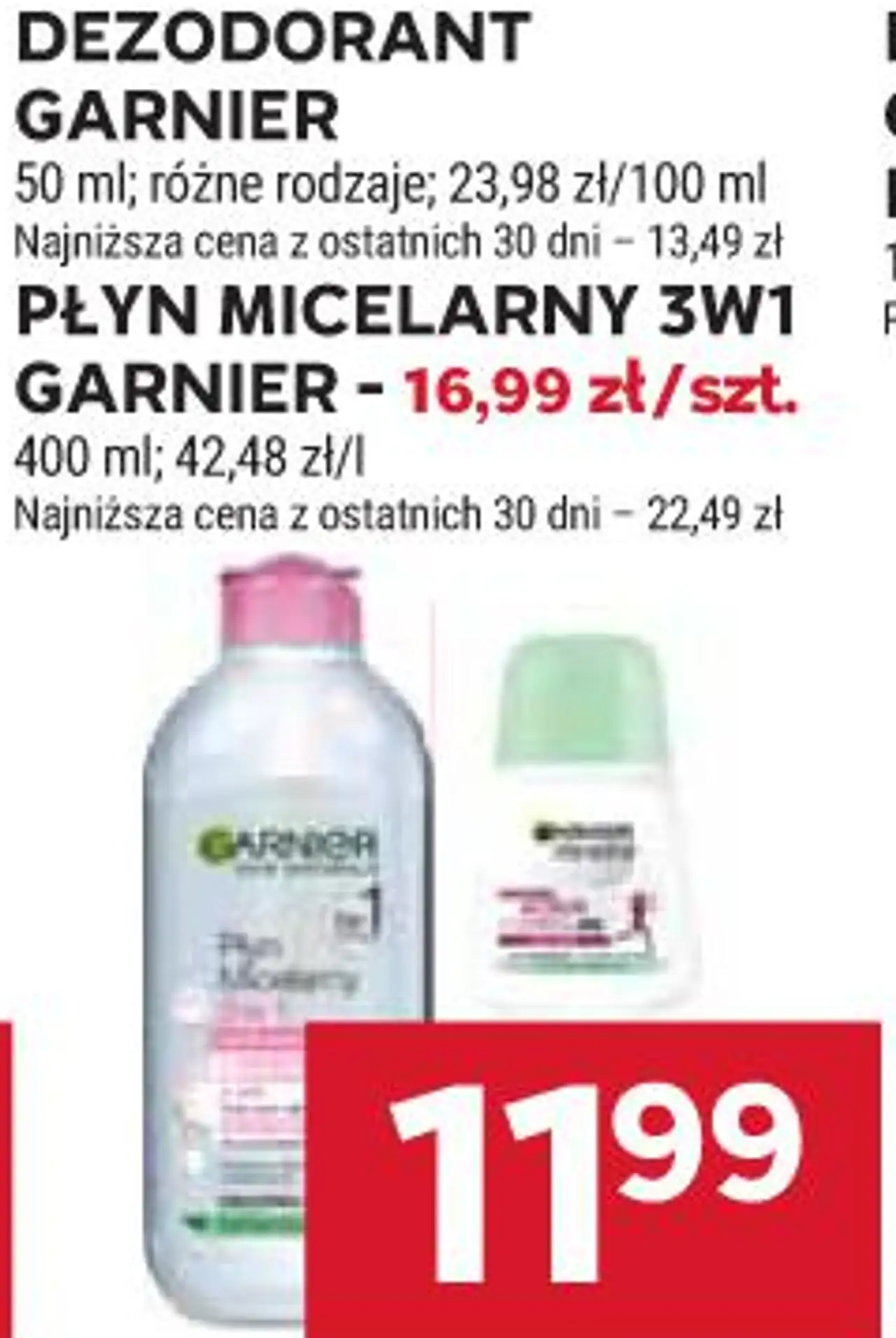 Dezodorant Garnier, Płyn micelarny 3w1 Garnier