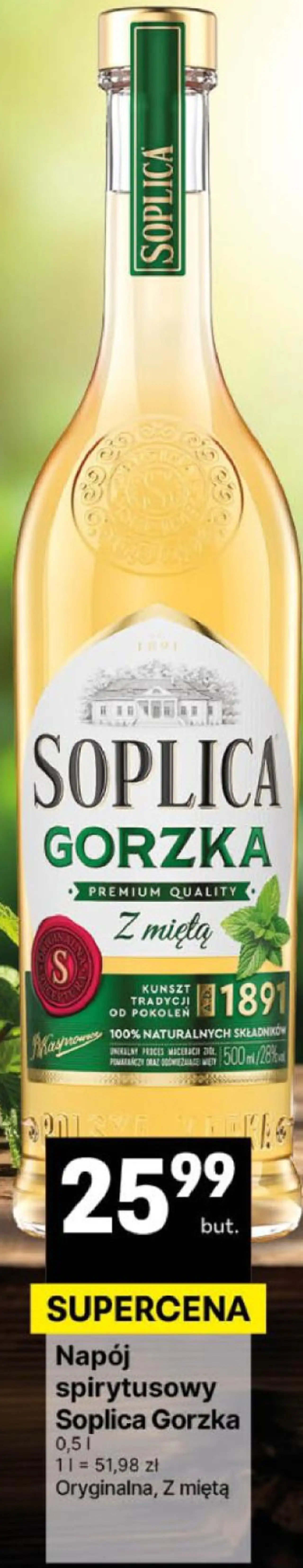 Napój spirytusowy Soplica Gorzka Oryginalna, Z miętą