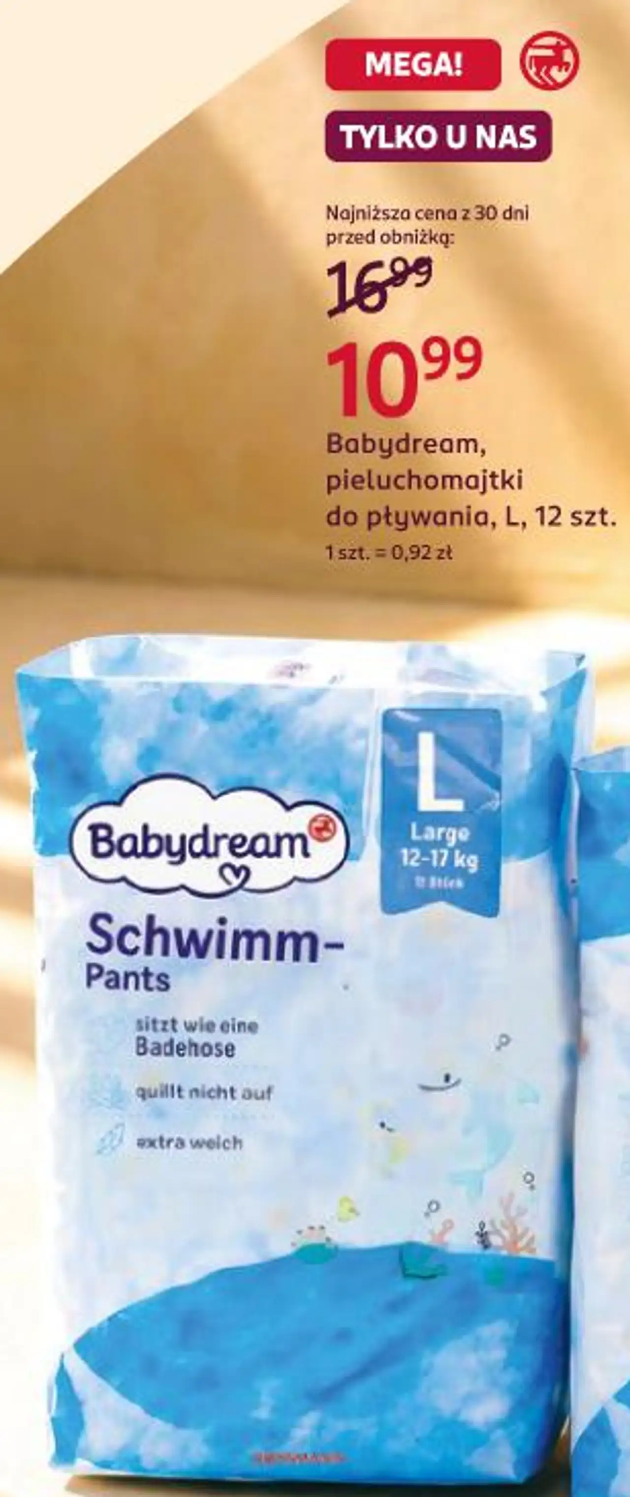 Babydream, pieluchomajtki do pływania, L, 12 szt.