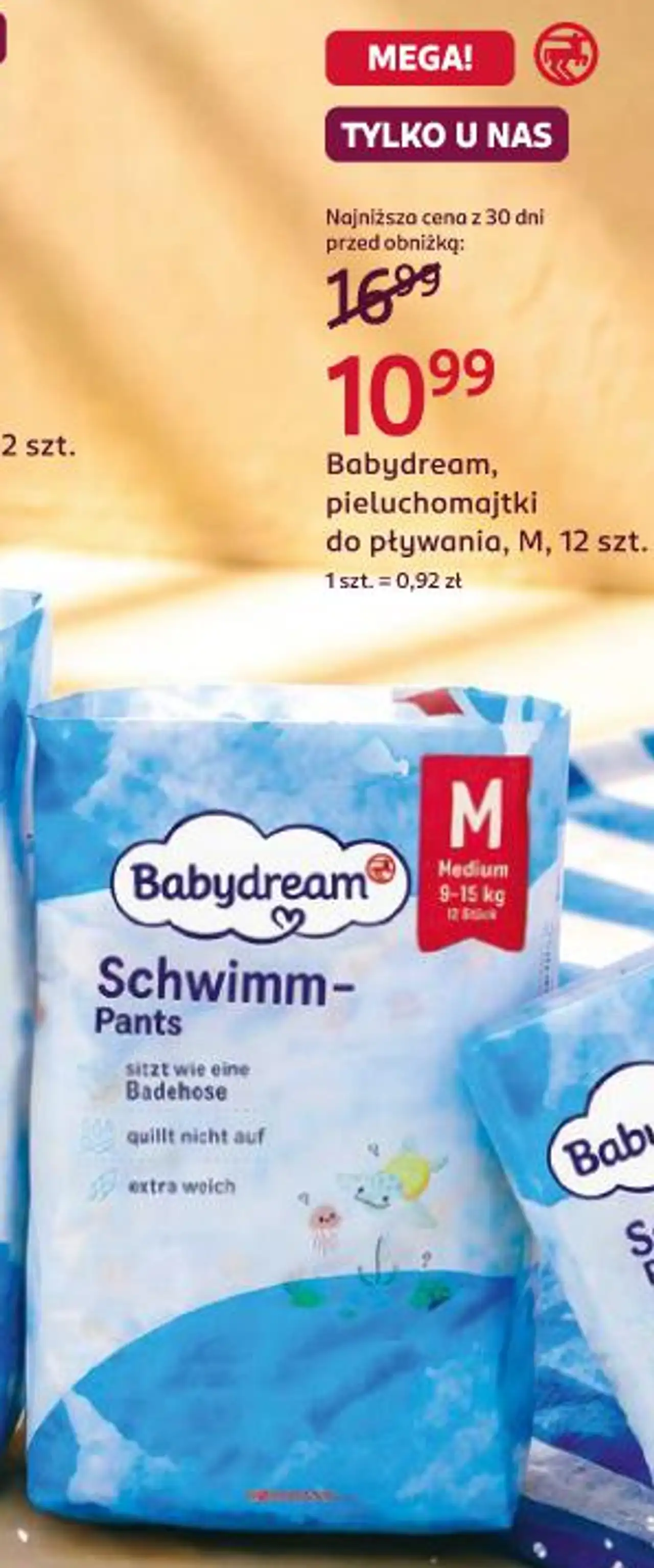 Babydream, pieluchomajtki do pływania, M, 12 szt.