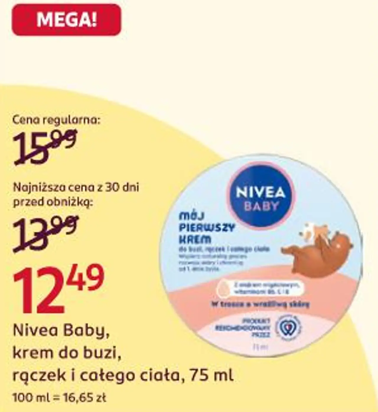 Nivea Baby, krem do buzi, rączek i całego ciała, 75 ml