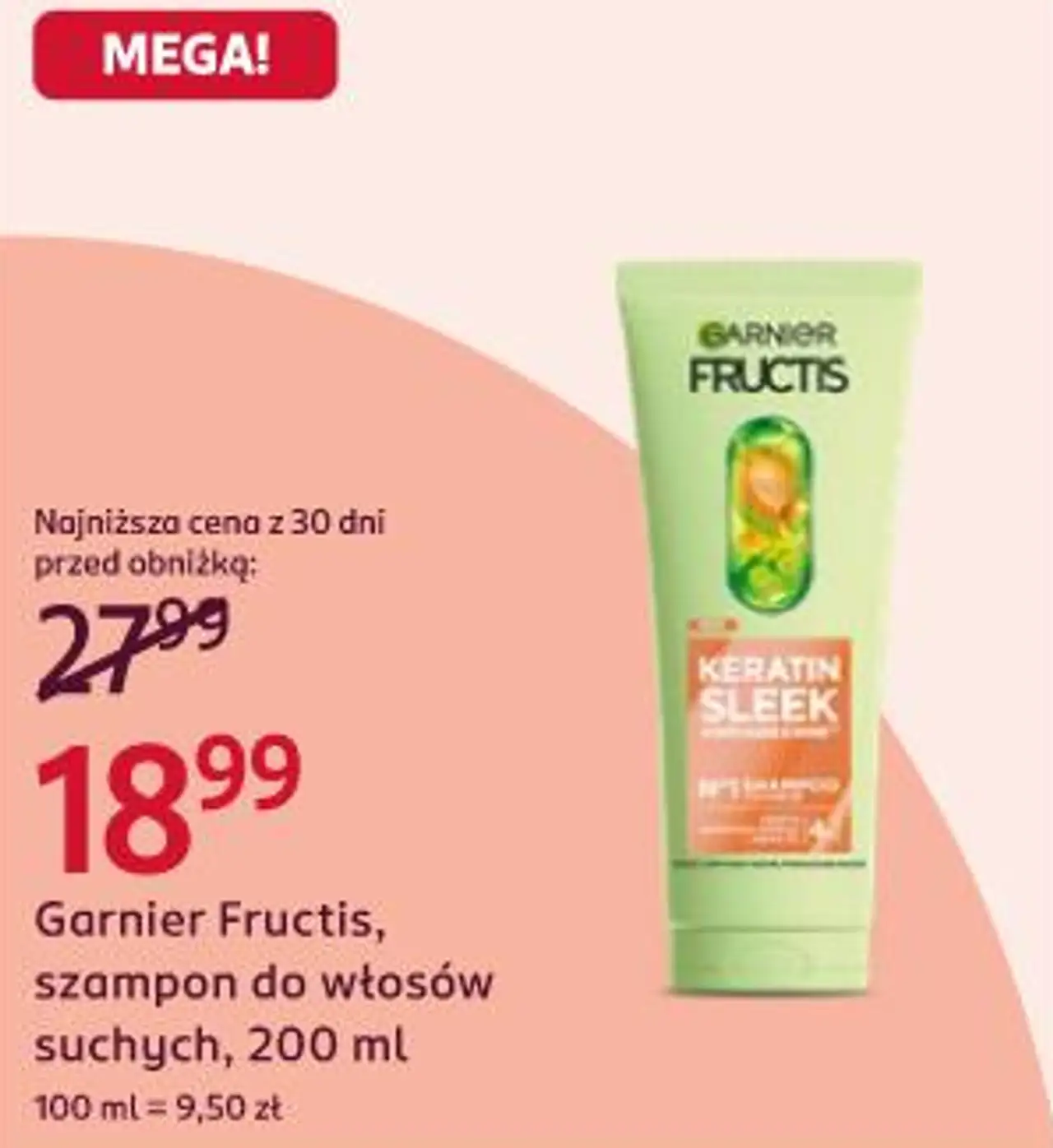 Garnier Fructis, szampon do włosów suchych, 200 ml