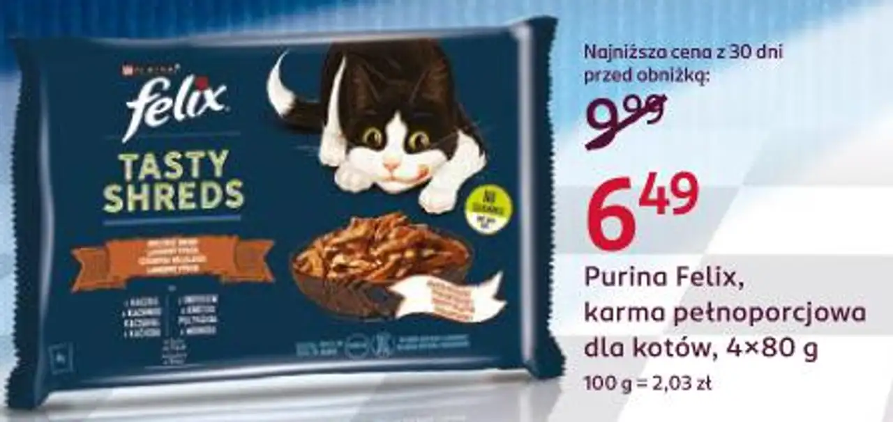 Purina Felix, karma pełnoporcjowa dla kotów, 4×80 g
