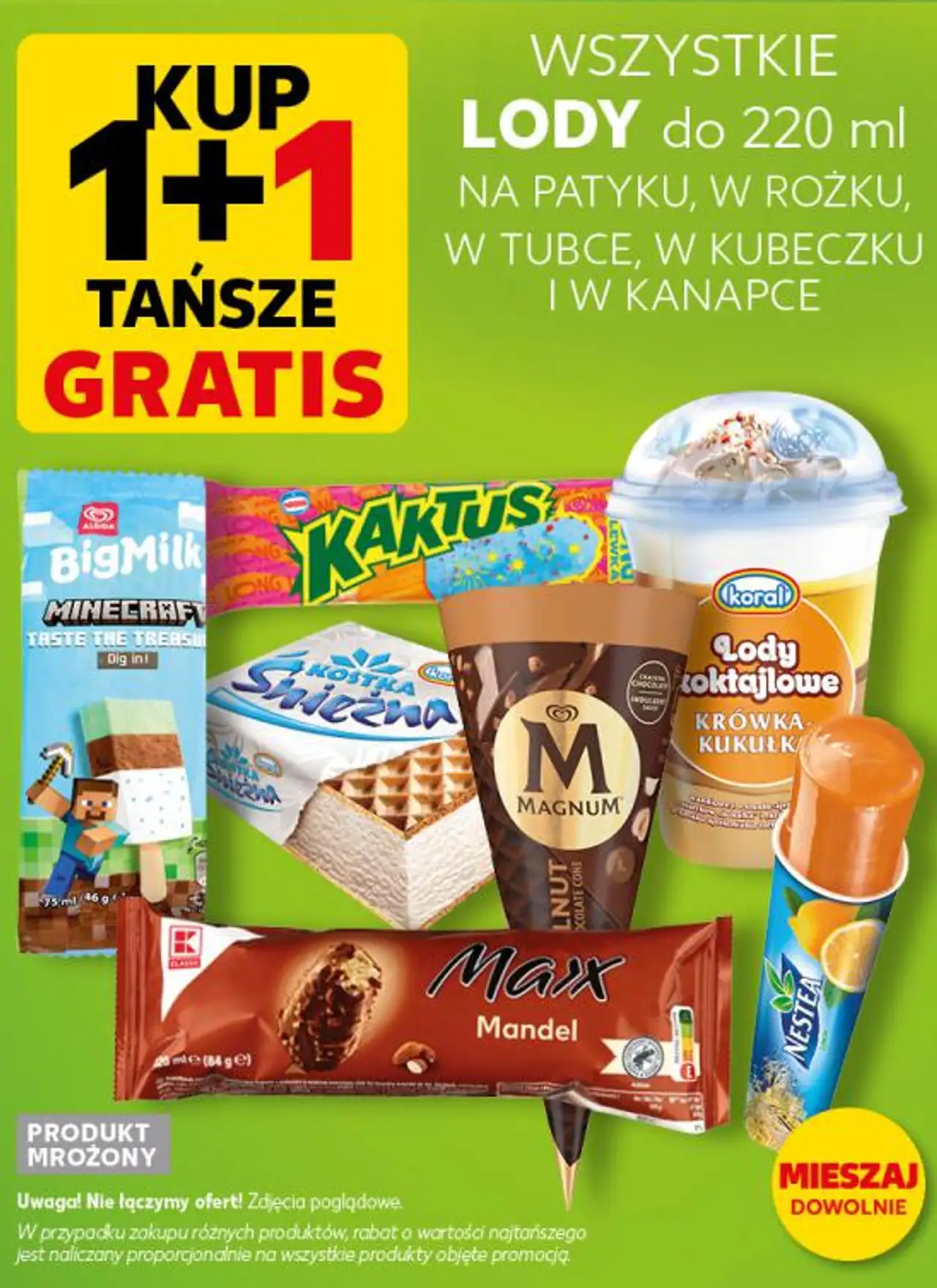Wszystkie lody do 220 ml na patyku, w rożku, w tubce, w kubeczku i w kanapce