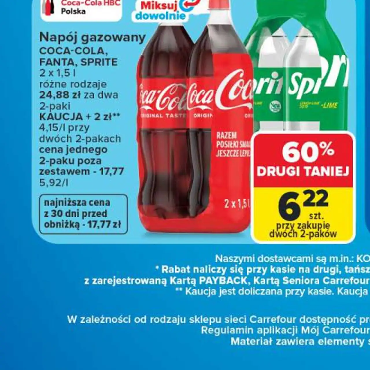 Napój gazowany COCA-COLA, FANTA, SPRITE