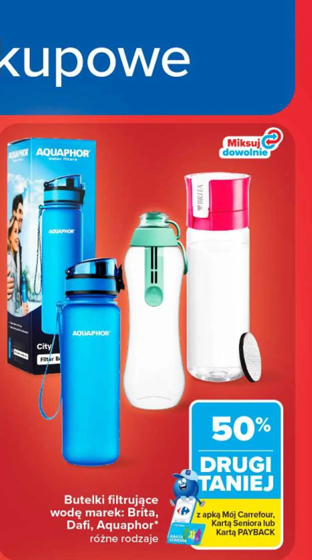 Butelki filtrujące wodę Brita, Dafi, Aquaphor