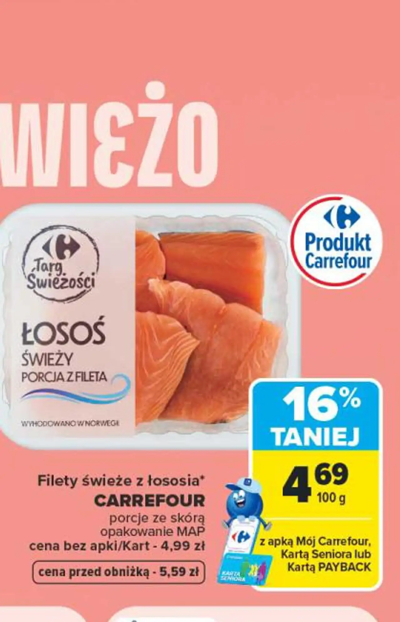 Filety świeże z łososia Carrefour