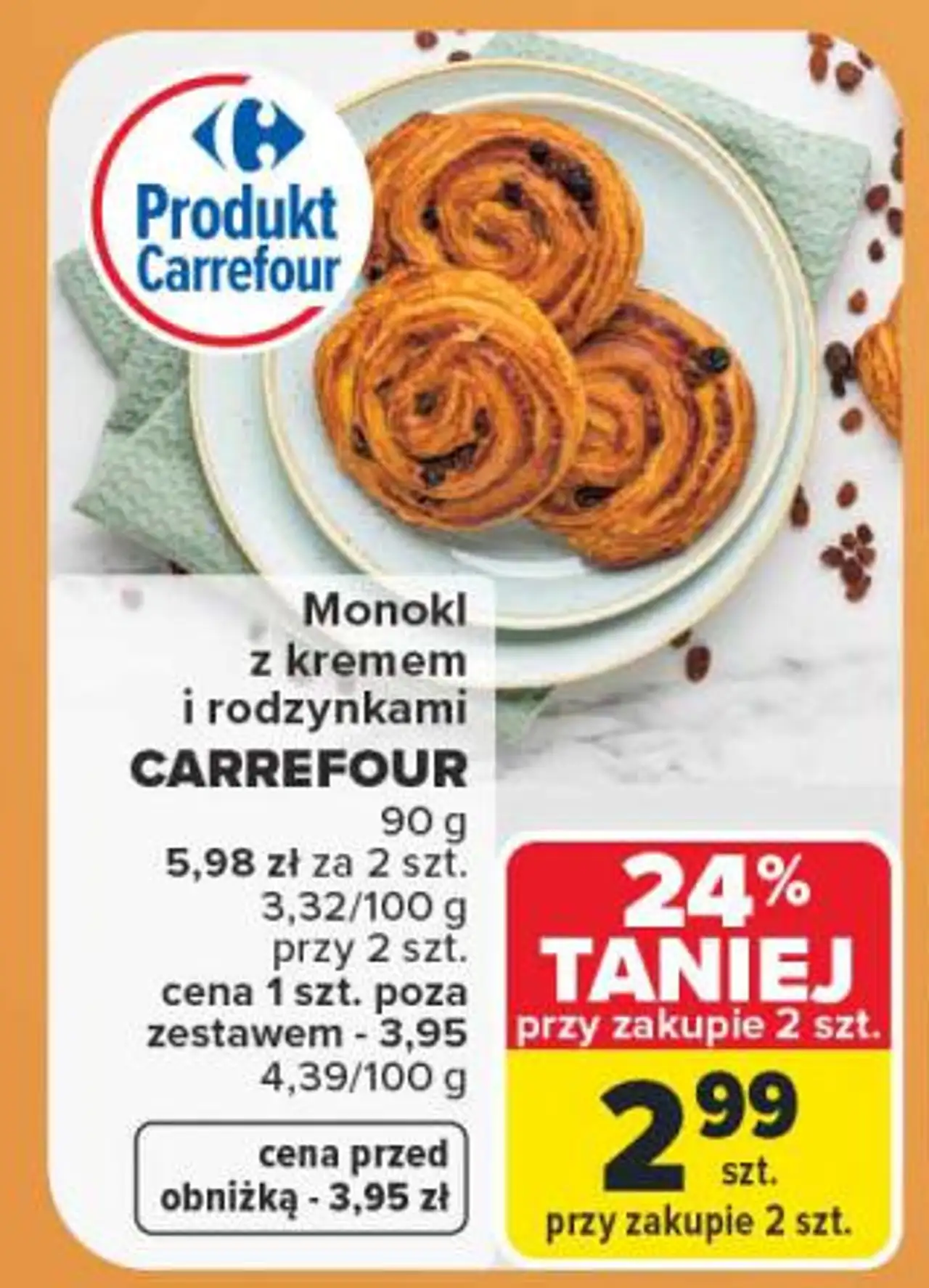 Monokl z kremem i rodzynkami CARREFOUR